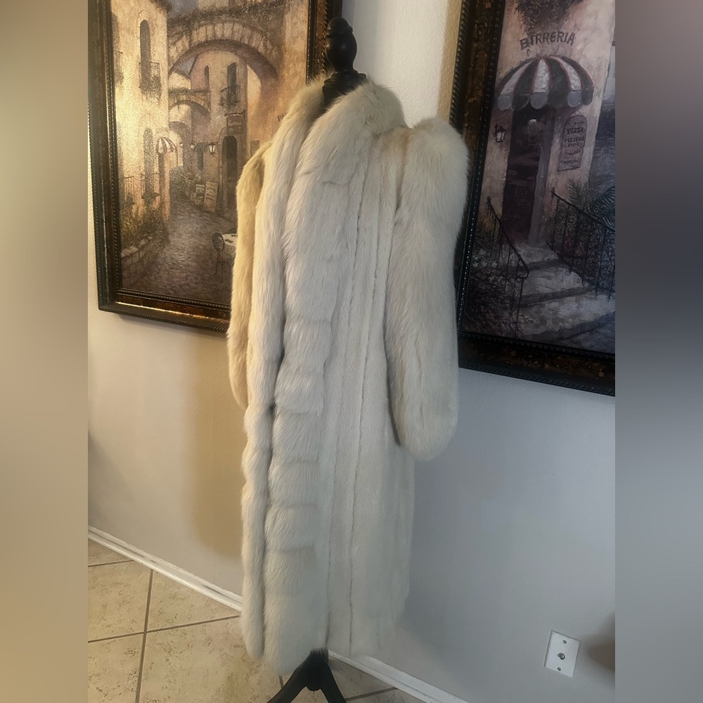 Rare Bloomingdale’s Mink & Fox Fur Full-Length Coat Luxury Ivory Opera Coat 46” - Picture 5 of 13